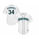 Men's Seattle Mariners #34 Felix Hernandez Majestic White Cool Base Player Jersey