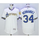 Men's Seattle Mariners #34 Felix Hernandez Majestic White Flexbase Authentic Collection Cooperstown Player Jersey