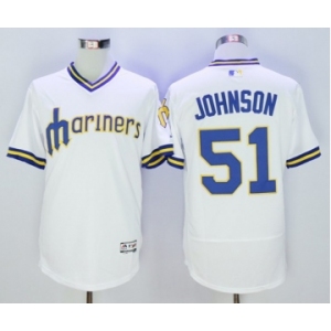 Men's Seattle Mariners #51 Randy Johnson Majestic White Flexbase Authentic Collection Cooperstown Player Jersey
