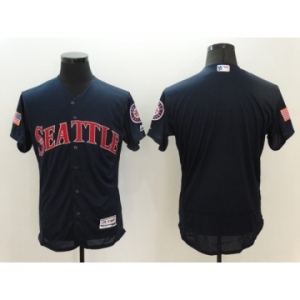 Men's Seattle Mariners Blank Majestic Navy Fashion Stars & Stripes Flex Base Jersey