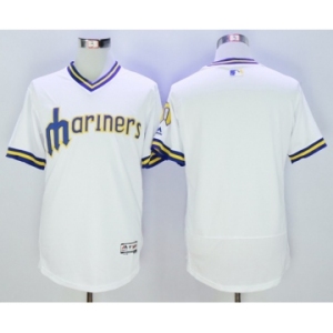 Men's Seattle Mariners Blank Majestic White Flexbase Authentic Collection Cooperstown Jersey