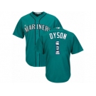 Seattle Mariners #1 Jarrod Dyson Authentic Teal Green Team Logo Fashion Cool Base MLB Jersey