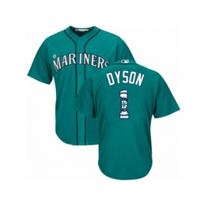 Seattle Mariners #1 Jarrod Dyson Authentic Teal Green Team Logo Fashion Cool Base MLB Jersey