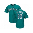 Seattle Mariners #10 Yonder Alonso Authentic Teal Green Team Logo Fashion Cool Base MLB Jersey