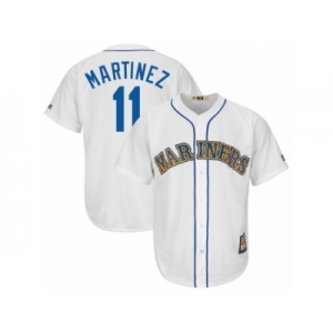 Seattle Mariners #11 Edgar Martinez Majestic White Cooperstown Collection Cool Base Replica Player Jersey