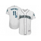 Seattle Mariners #11 Edgar Martinez Majestic White Number Retirement Authentic Player Jersey