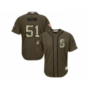 Seattle Mariners #51 Ichiro Suzuki Green Salute to Service Stitched Baseball Jersey[Suzuki]