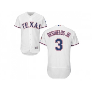 Men Texas Rangers #3 Delino DeShields Jr. White Flexbase Authentic Collection Stitched MLB Jersey