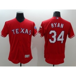 Men Texas Rangers #34 Nolan Ryan Majestic Red Flexbase Authentic Collection Player Jersey