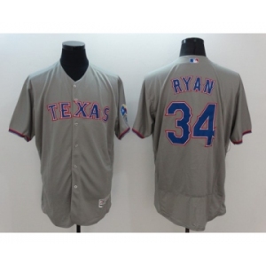 Men Texas Rangers #34 Nolan Ryan Majestic grey Flexbase Authentic Collection Player Jersey