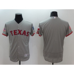 Men Texas Rangers Blank Majestic Gray 2016 Independence Day Stars & Stripes Flex Base Team Jersey