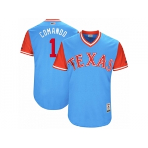 Men's 2017 Little League World Series Rangers #1 Elvis Andrus Comando Light Blue Jersey