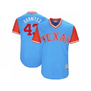 Men's 2017 Little League World Series Rangers #43 Tony Barnette Barnítez Light Blue Jersey