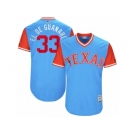 Men's 2017 Little League World Series Rangers Martin Perez #33 El de Guanare Light Blue Jersey