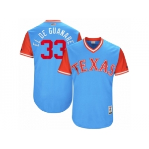 Men's 2017 Little League World Series Rangers Martin Perez #33 El de Guanare Light Blue Jersey