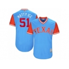 Men's 2017 Little League World Series Rangers Matt Bush #51 Matty Ice Light Blue Jersey