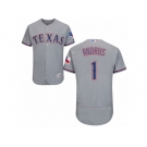 Men's Majestic Texas Rangers #1 Elvis Andrus Grey Flexbase Authentic Collection MLB Jersey