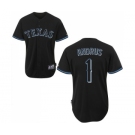 Men's Majestic Texas Rangers #1 Elvis Andrus Replica Black Fashion MLB Jersey