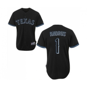 Men's Majestic Texas Rangers #1 Elvis Andrus Replica Black Fashion MLB Jersey