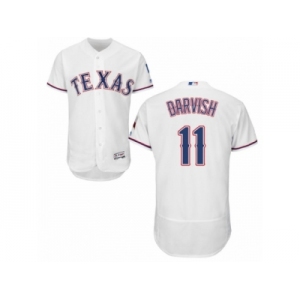 Men's Majestic Texas Rangers #11 Yu Darvish White Flexbase Authentic Collection MLB Jersey