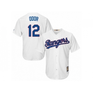 Men's Majestic Texas Rangers #12 Rougned Odor Replica White Cooperstown MLB Jersey