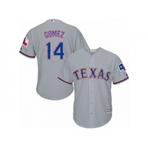 Men's Majestic Texas Rangers #14 Carlos Gomez Replica Grey Road Cool Base MLB Jersey