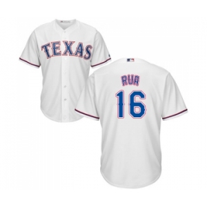 Men's Majestic Texas Rangers #16 Ryan Rua Replica White Home Cool Base MLB Jersey