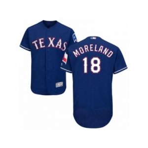 Men's Majestic Texas Rangers #18 Mitch Moreland Royal Blue Flexbase Authentic Collection MLB Jersey