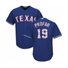 Men's Majestic Texas Rangers #19 Jurickson Profar Authentic Royal Blue Team Logo Fashion Cool Base MLB Jersey