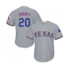 Men's Majestic Texas Rangers #20 Darwin Barney Replica Grey Road Cool Base MLB Jersey