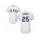 Men's Majestic Texas Rangers #25 Jonathan Lucroy White Flexbase Authentic Collection MLB Jersey