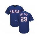 Men's Majestic Texas Rangers #29 Adrian Beltre Authentic Royal Blue Team Logo Fashion Cool Base MLB Jersey