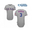 Men's Majestic Texas Rangers #3 Delino DeShields Replica Grey Road Cool Base MLB Jersey