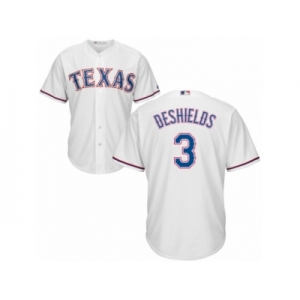 Men's Majestic Texas Rangers #3 Delino DeShields Replica White Home Cool Base MLB Jersey