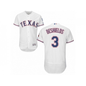 Men's Majestic Texas Rangers #3 Delino DeShields White Flexbase Authentic Collection MLB Jersey