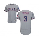 Men's Majestic Texas Rangers #3 Russell Wilson Grey Road Flex Base Authentic Collection MLB Jersey