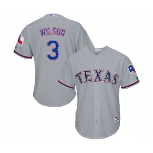 Men's Majestic Texas Rangers #3 Russell Wilson Replica Grey Road Cool Base MLB Jersey