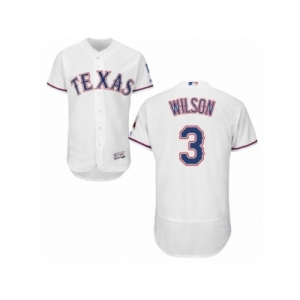 Men's Majestic Texas Rangers #3 Russell Wilson White Flexbase Authentic Collection MLB Jersey