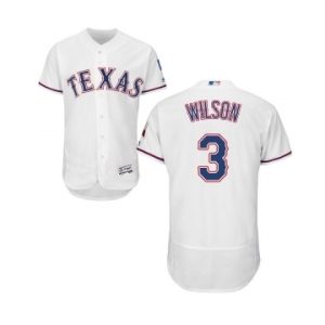 Men's Majestic Texas Rangers #3 Russell Wilson White Home Flex Base Authentic Collection MLB Jersey