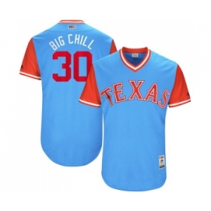 Men's Majestic Texas Rangers #30 Nomar Mazara Big Chill  Authentic Light Blue 2017 Players Weekend MLB Jersey