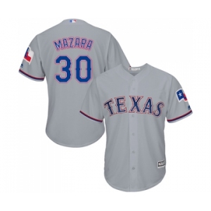 Men's Majestic Texas Rangers #30 Nomar Mazara Replica Grey Road Cool Base MLB Jersey