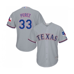 Men's Majestic Texas Rangers #33 Martin Perez Replica Grey Road Cool Base MLB Jersey