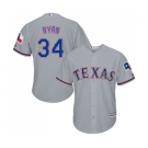 Men's Majestic Texas Rangers #34 Nolan Ryan Replica Grey Road Cool Base MLB Jersey