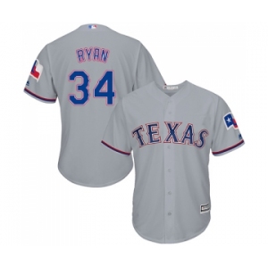 Men's Majestic Texas Rangers #34 Nolan Ryan Replica Grey Road Cool Base MLB Jersey