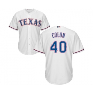 Men's Majestic Texas Rangers #40 Bartolo Colon Replica White Home Cool Base MLB Jersey