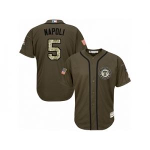 Men's Majestic Texas Rangers #5 Mike Napoli Authentic Green Salute to Service MLB Jersey