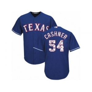 Men's Majestic Texas Rangers #54 Andrew Cashner Authentic Royal Blue Team Logo Fashion Cool Base MLB Jersey