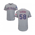 Men's Majestic Texas Rangers #58 Alex Claudio Grey Road Flex Base Authentic Collection MLB Jersey