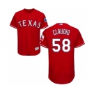 Men's Majestic Texas Rangers #58 Alex Claudio Red Alternate Flex Base Authentic Collection MLB Jersey