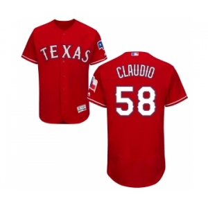 Men's Majestic Texas Rangers #58 Alex Claudio Red Alternate Flex Base Authentic Collection MLB Jersey